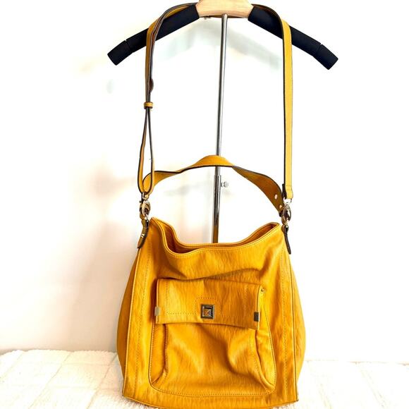 Jessica Simpson Yellow Mustard Colorful Shoulder Bag n Cross Body Snap Closure - Picture 1 of 8
